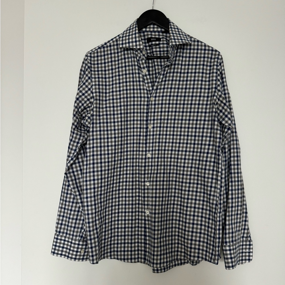 Hugo Boss Sharp Fit Plaid Dress Shirt